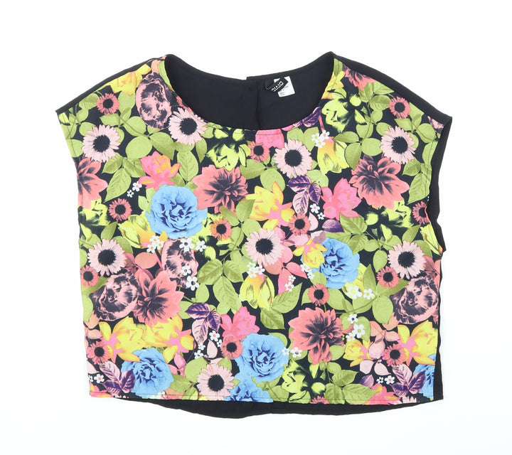 H&M Womens Black Floral  Basic Blouse Size 12