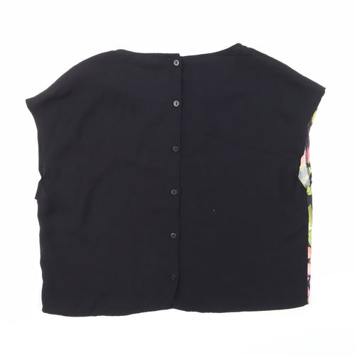 H&M Womens Black Floral  Basic Blouse Size 12