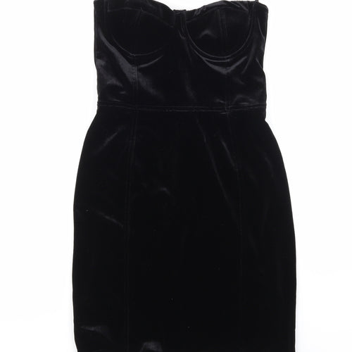 H&M Womens Black  Velour Mini  Size 8