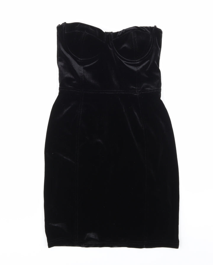 H&M Womens Black  Velour Mini  Size 8