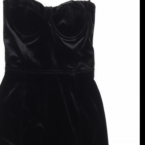 H&M Womens Black  Velour Mini  Size 8