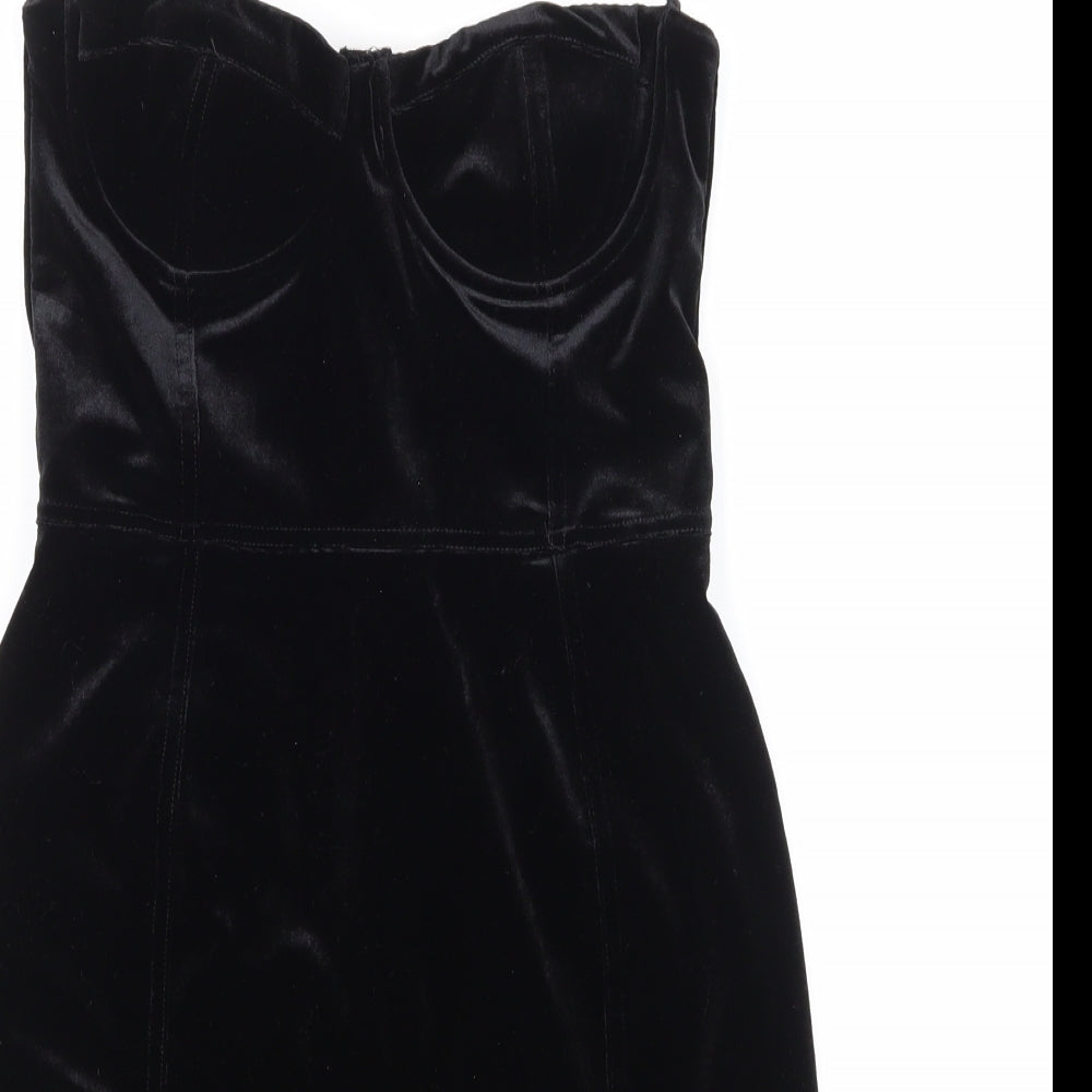 H&M Womens Black  Velour Mini  Size 8
