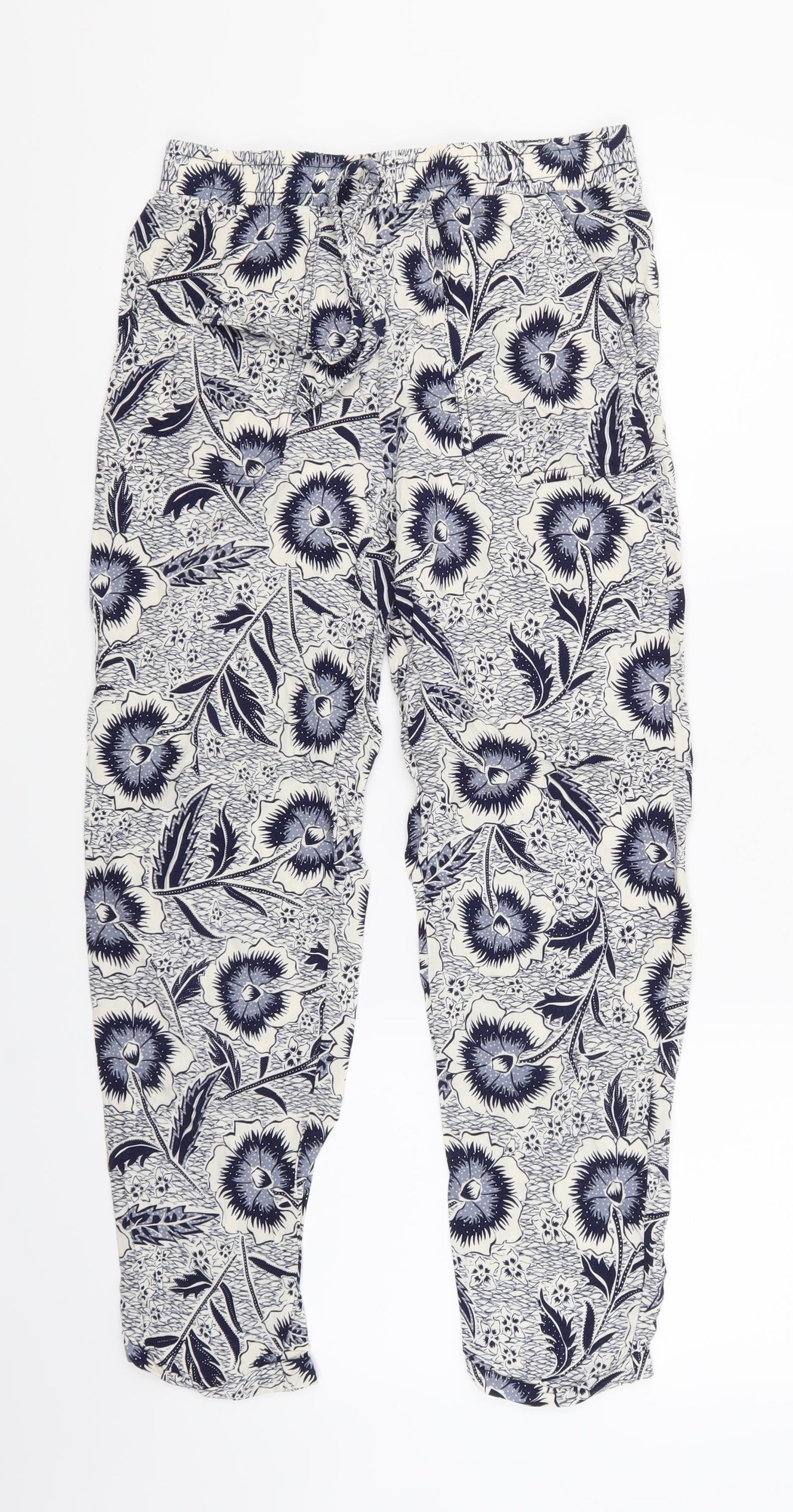 Primark Womens Blue Floral  Trousers  Size 8 L24 in