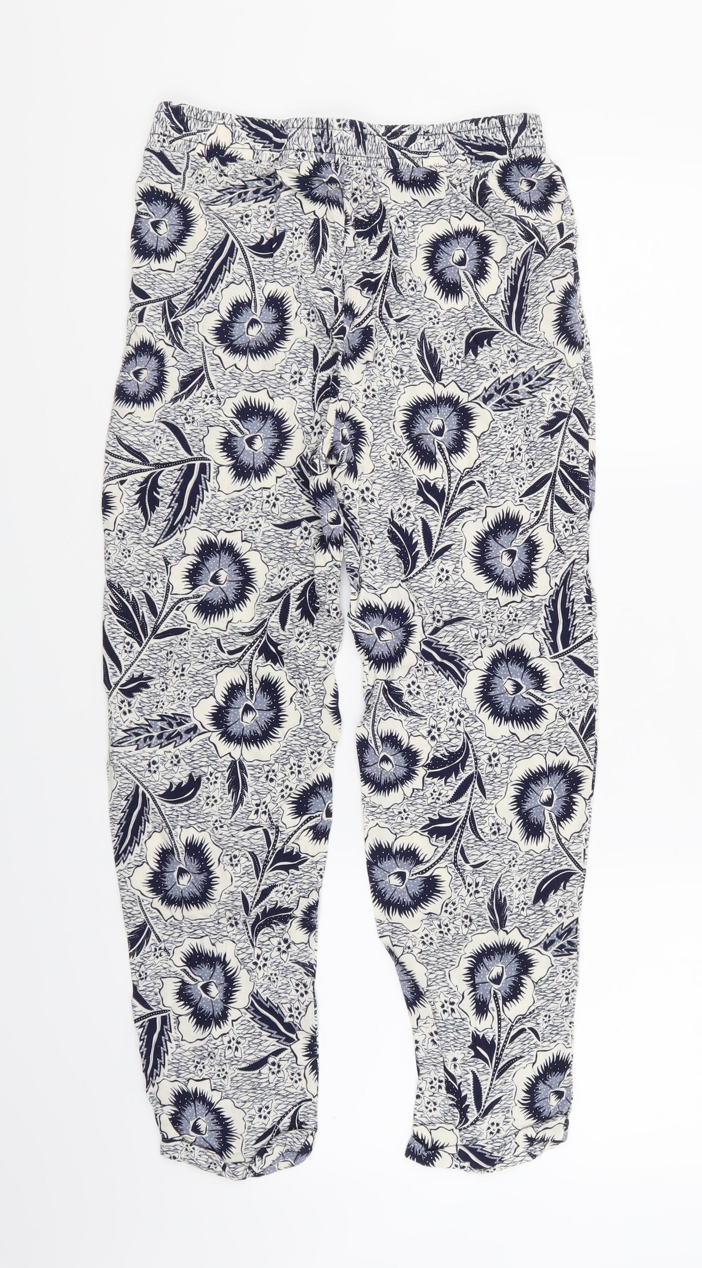 Primark Womens Blue Floral  Trousers  Size 8 L24 in