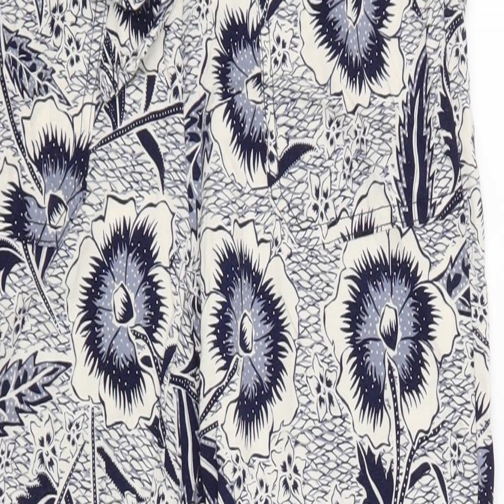 Primark Womens Blue Floral  Trousers  Size 8 L24 in