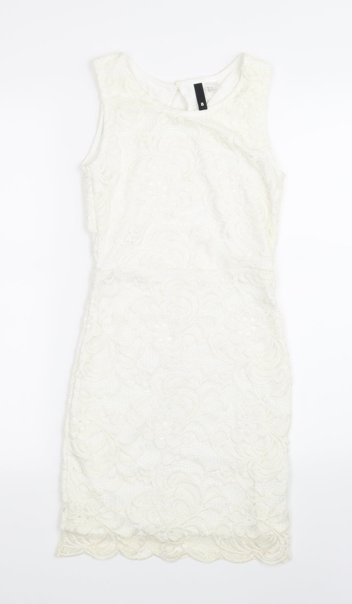 H&M Womens White  Lace A-Line  Size 8