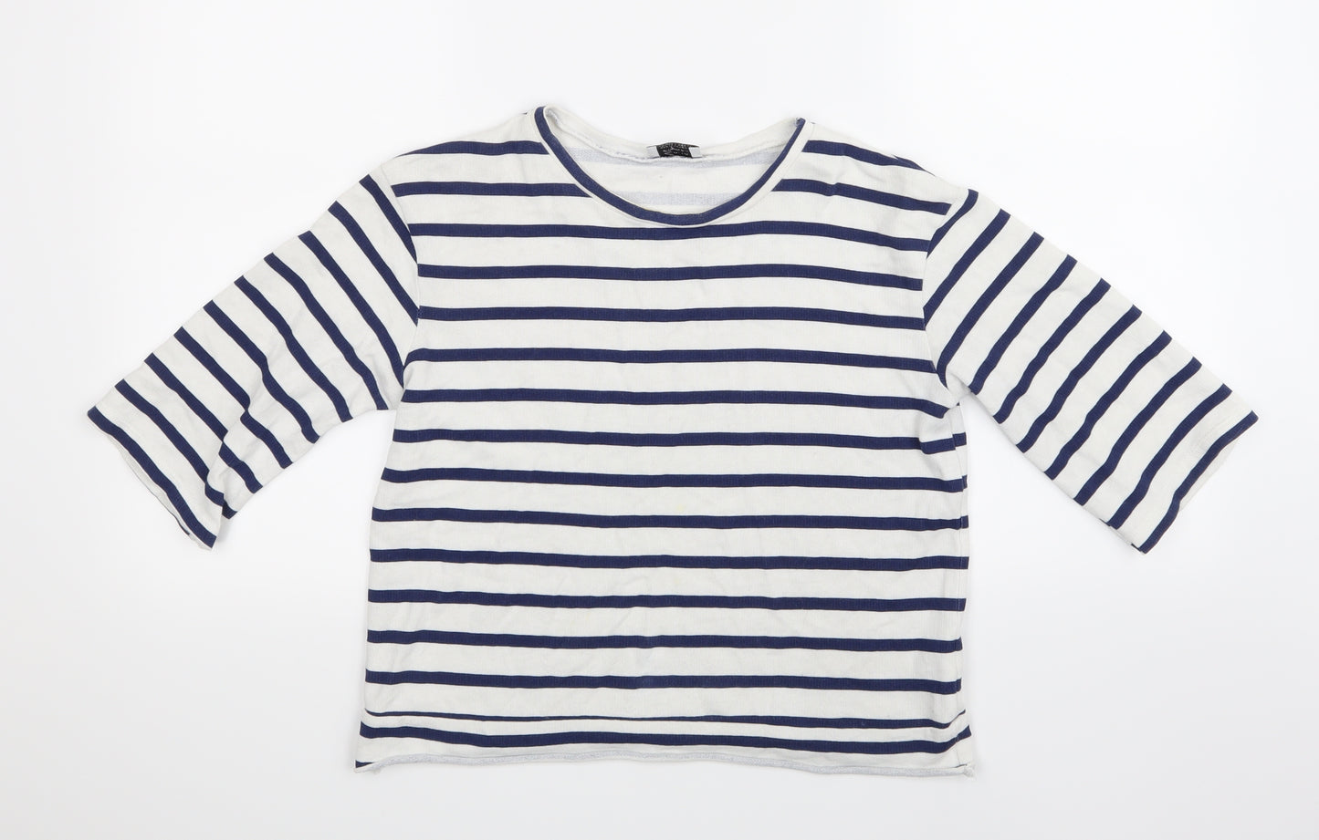 Zara Womens White Striped  Basic T-Shirt Size S