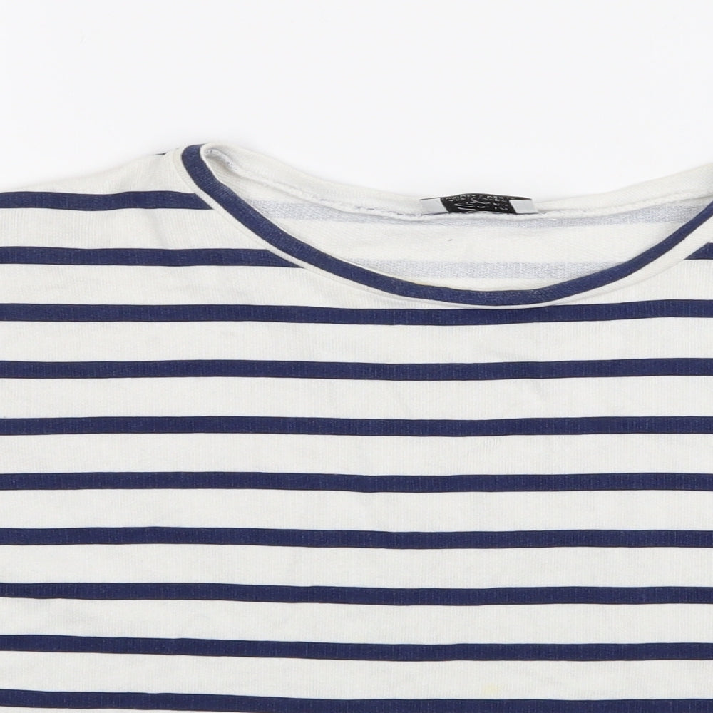 Zara Womens White Striped  Basic T-Shirt Size S