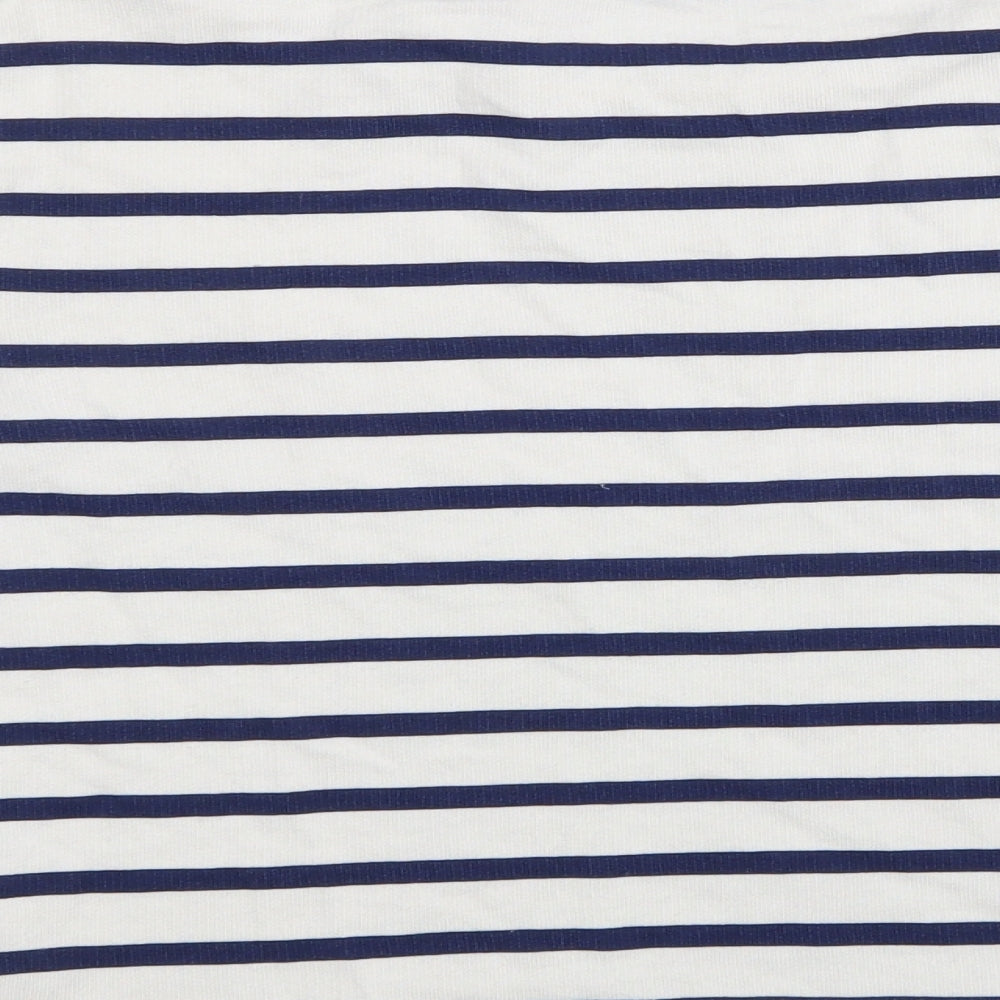 Zara Womens White Striped  Basic T-Shirt Size S