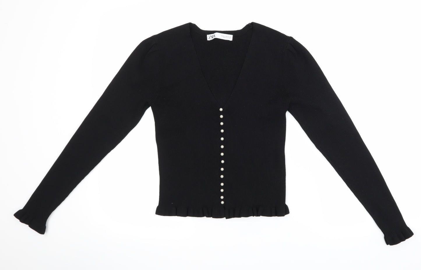 Zara Womens Black  Knit Basic T-Shirt Size M