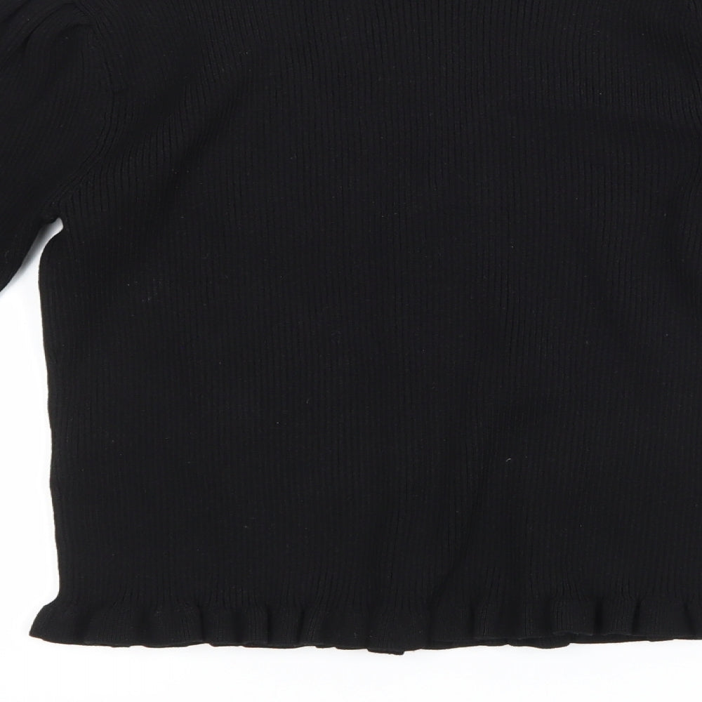 Zara Womens Black  Knit Basic T-Shirt Size M
