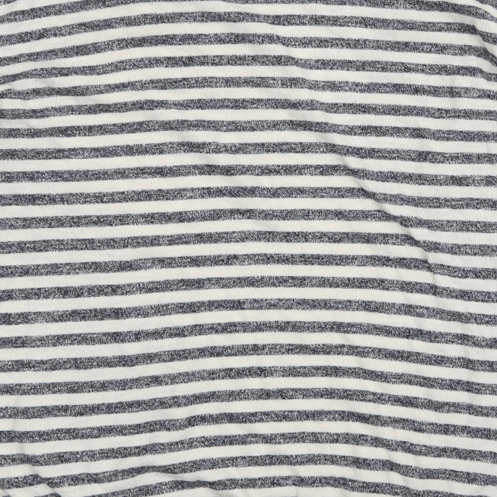 Zara Mens White Striped Knit Pullover Jumper Size L