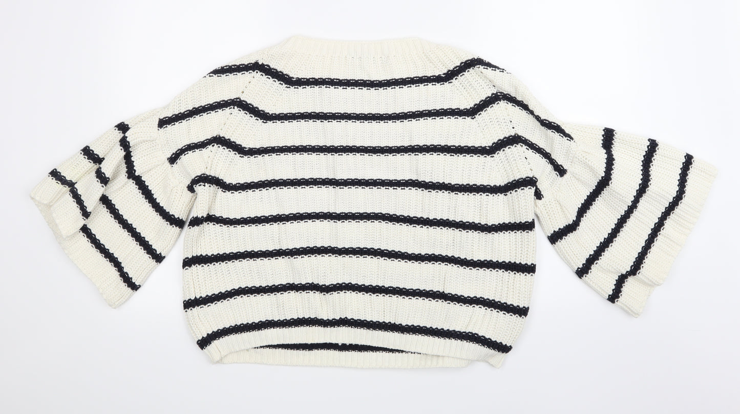 Marks and Spencer Womens Beige Striped Knit Pullover Jumper Size M
