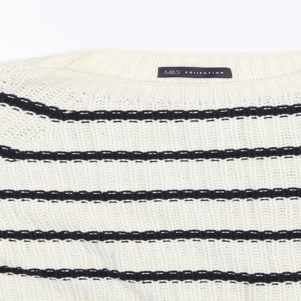 Marks and Spencer Womens Beige Striped Knit Pullover Jumper Size M