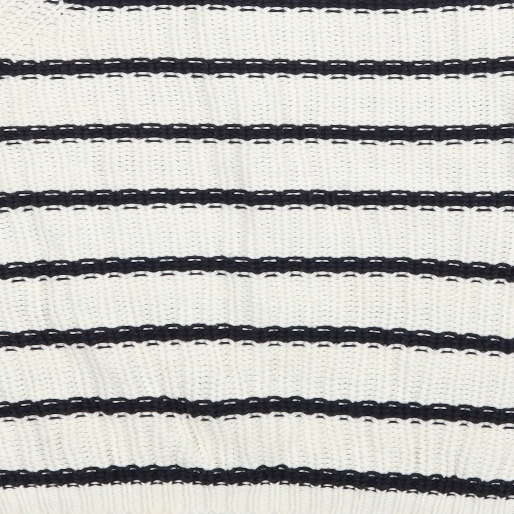 Marks and Spencer Womens Beige Striped Knit Pullover Jumper Size M