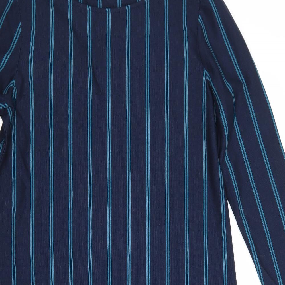 Jager Womens Blue Striped  A-Line  Size M