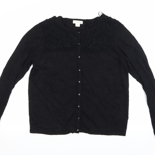 Monsoon Womens Black  Knit Cardigan Jumper Size 16
