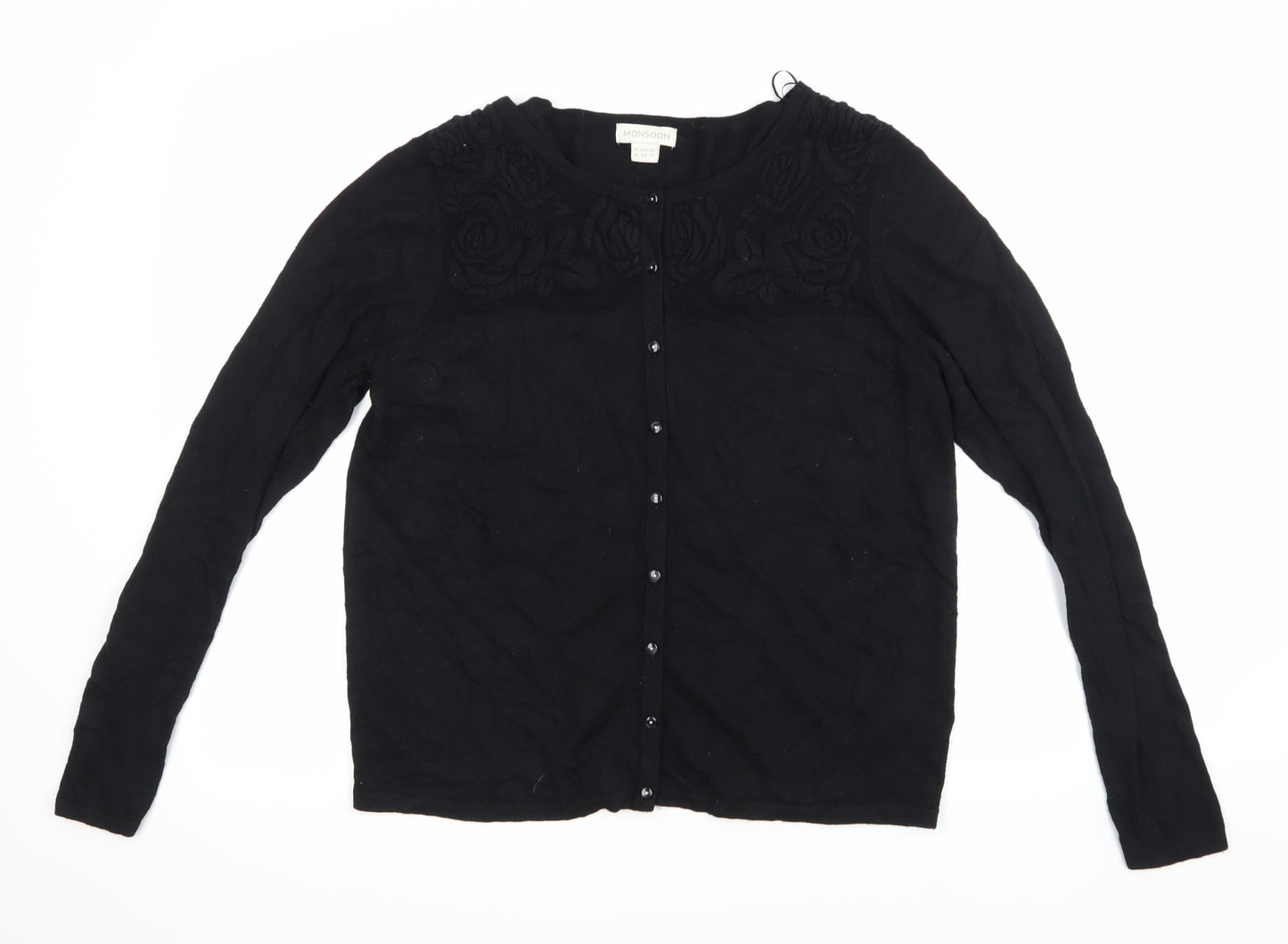 Monsoon Womens Black  Knit Cardigan Jumper Size 16