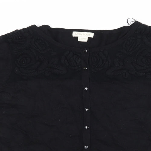 Monsoon Womens Black  Knit Cardigan Jumper Size 16