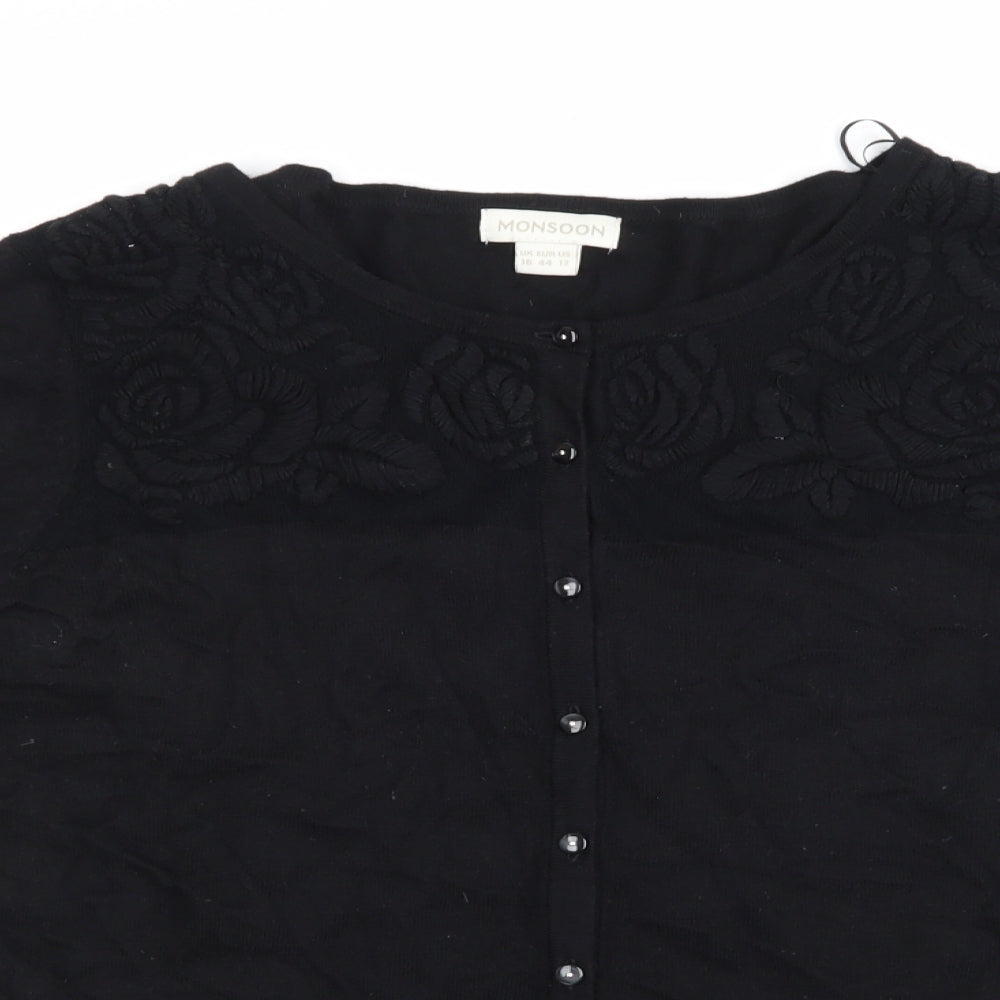 Monsoon Womens Black  Knit Cardigan Jumper Size 16