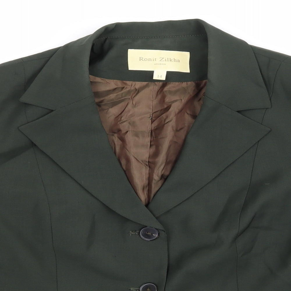 Ronit Zilkha Womens Green   Jacket Suit Jacket Size 14