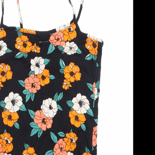 Primark Womens Black Floral  Basic Tank Size 6