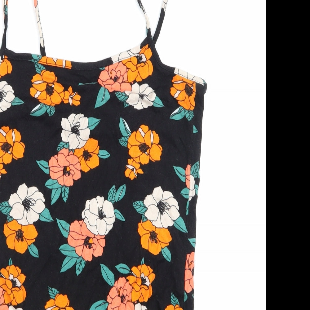 Primark Womens Black Floral  Basic Tank Size 6