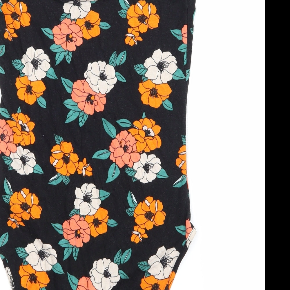 Primark Womens Black Floral  Basic Tank Size 6