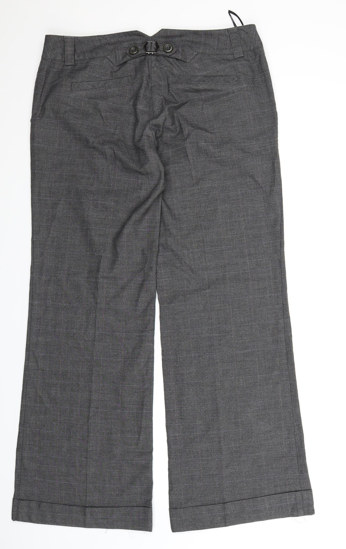 Warehouse Womens Grey Check  Trousers  Size 14 L32 in