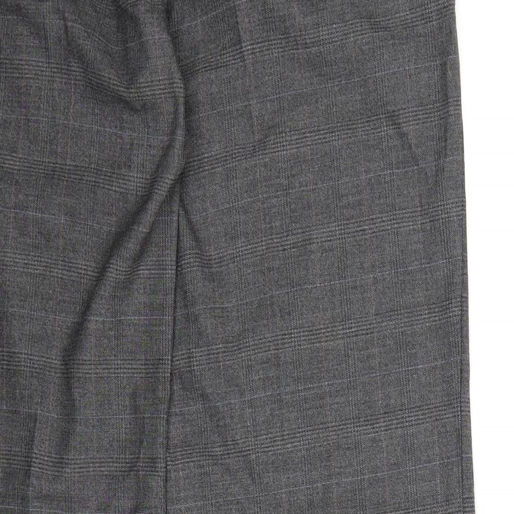 Warehouse Womens Grey Check  Trousers  Size 14 L32 in