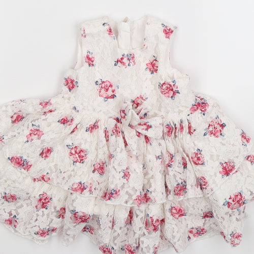 Matalan Girls White Floral  Fit & Flare  Size 3-6 Months
