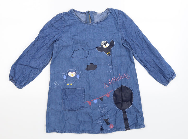 Lindex Girls Blue Denim Shirt Dress Size S