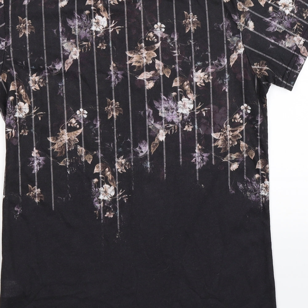 Primark Boys Black Floral  Basic T-Shirt Size 13-14 Years