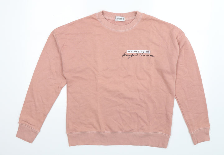 Pull&Bear Womens Beige Pullover Sweatshirt Size XS - Oversized