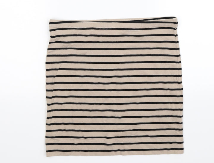 H&M Womens Beige Striped Mini Skirt Size S