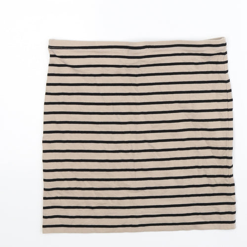 H&M Womens Beige Striped  Mini Skirt Size S