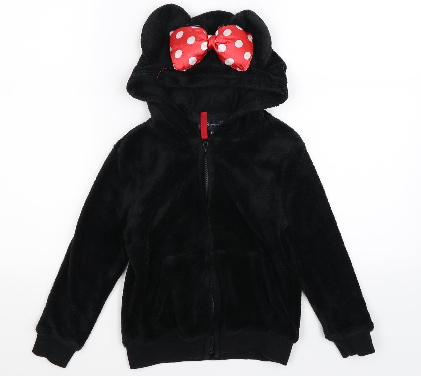 Disneyland Girls Black  Fleece Full Zip Hoodie Size 6 Years