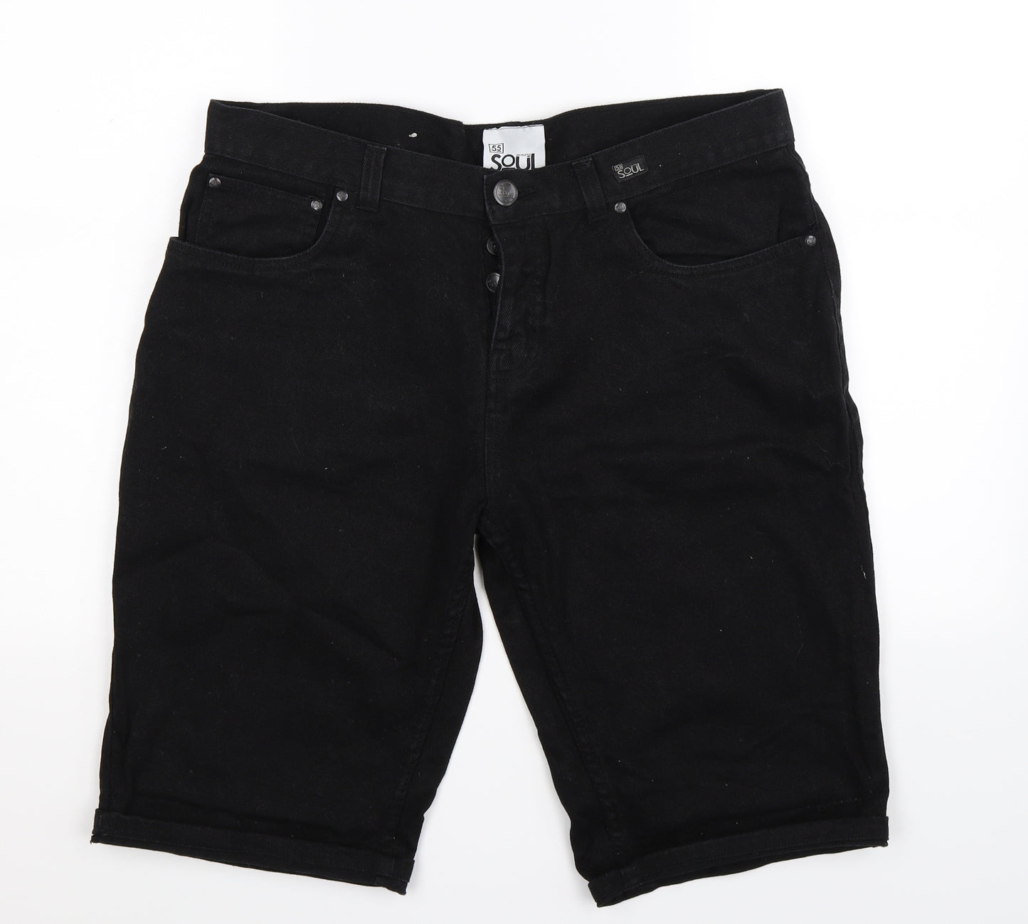 Soul Mens Black  Denim Bermuda Shorts Size L