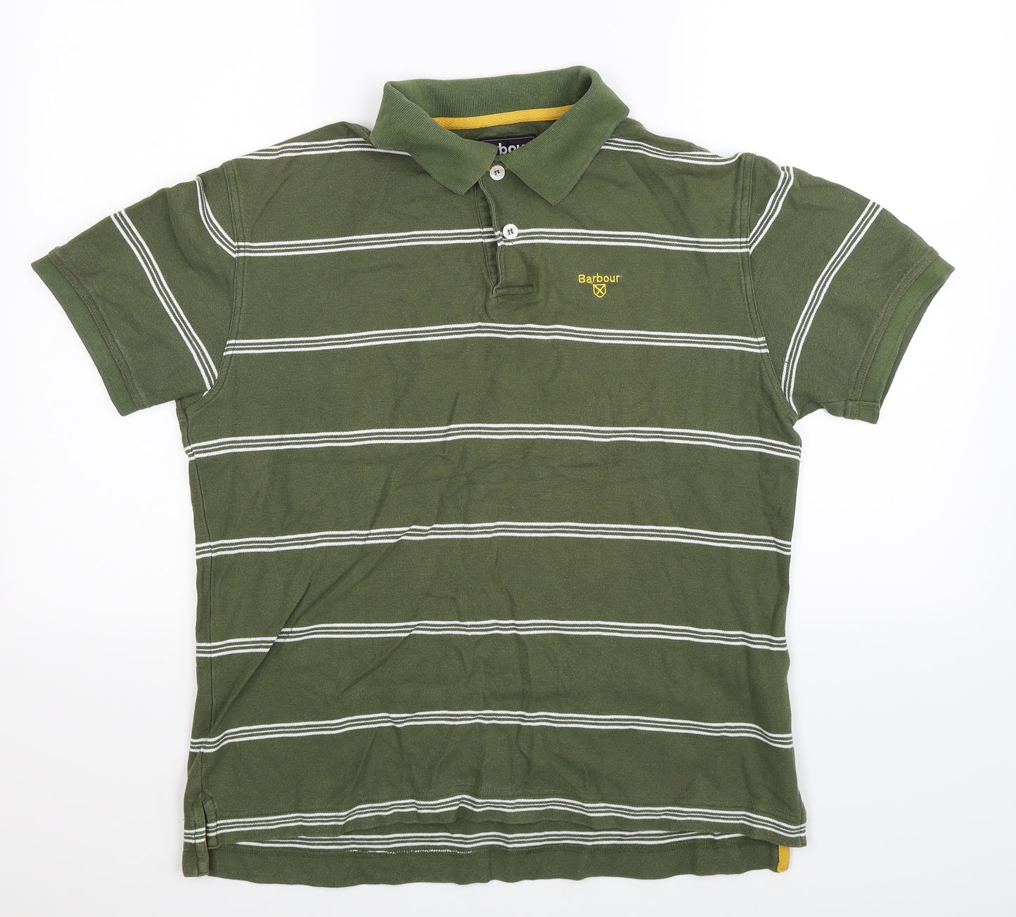 Barbour Mens Green Striped   Polo Size L
