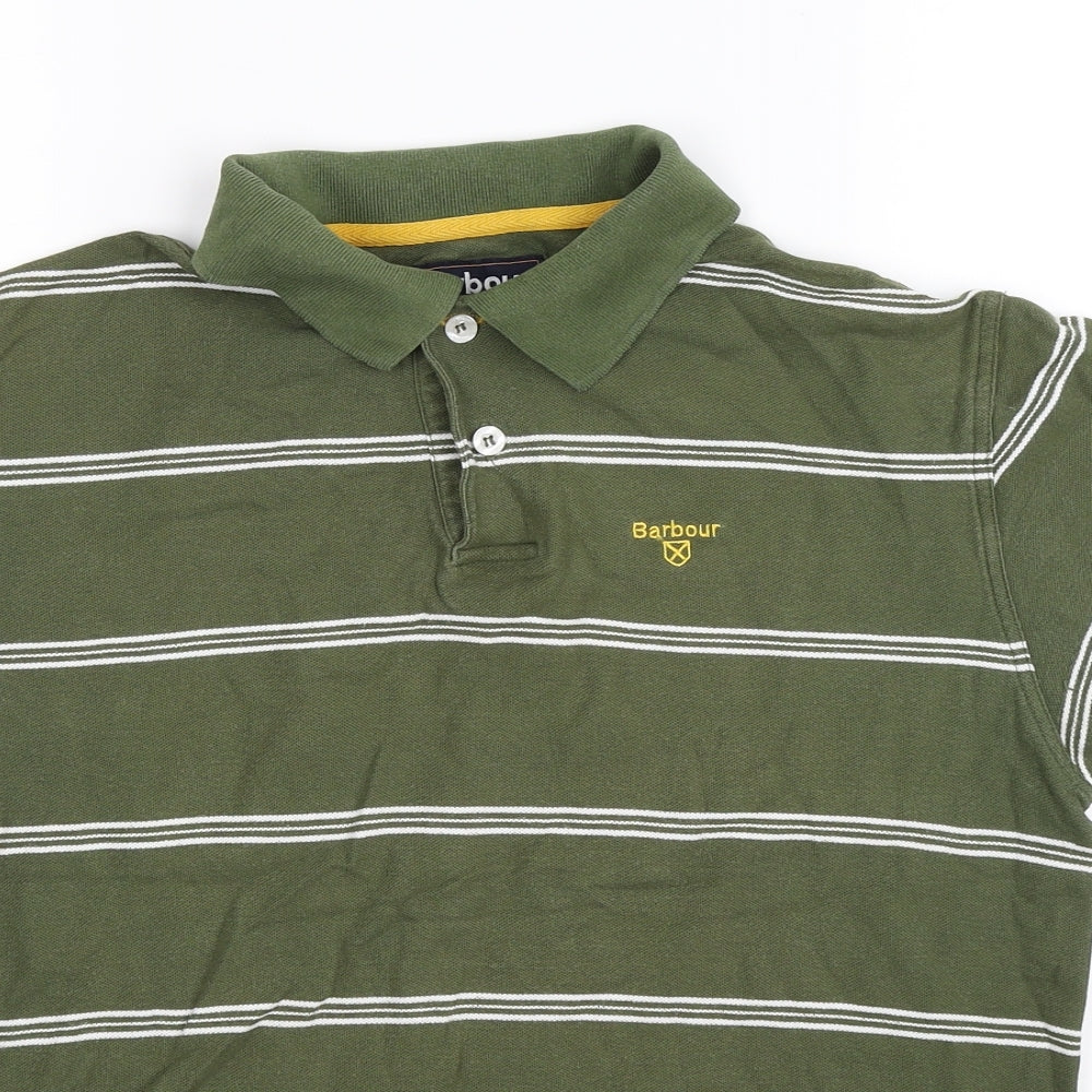Barbour Mens Green Striped   Polo Size L