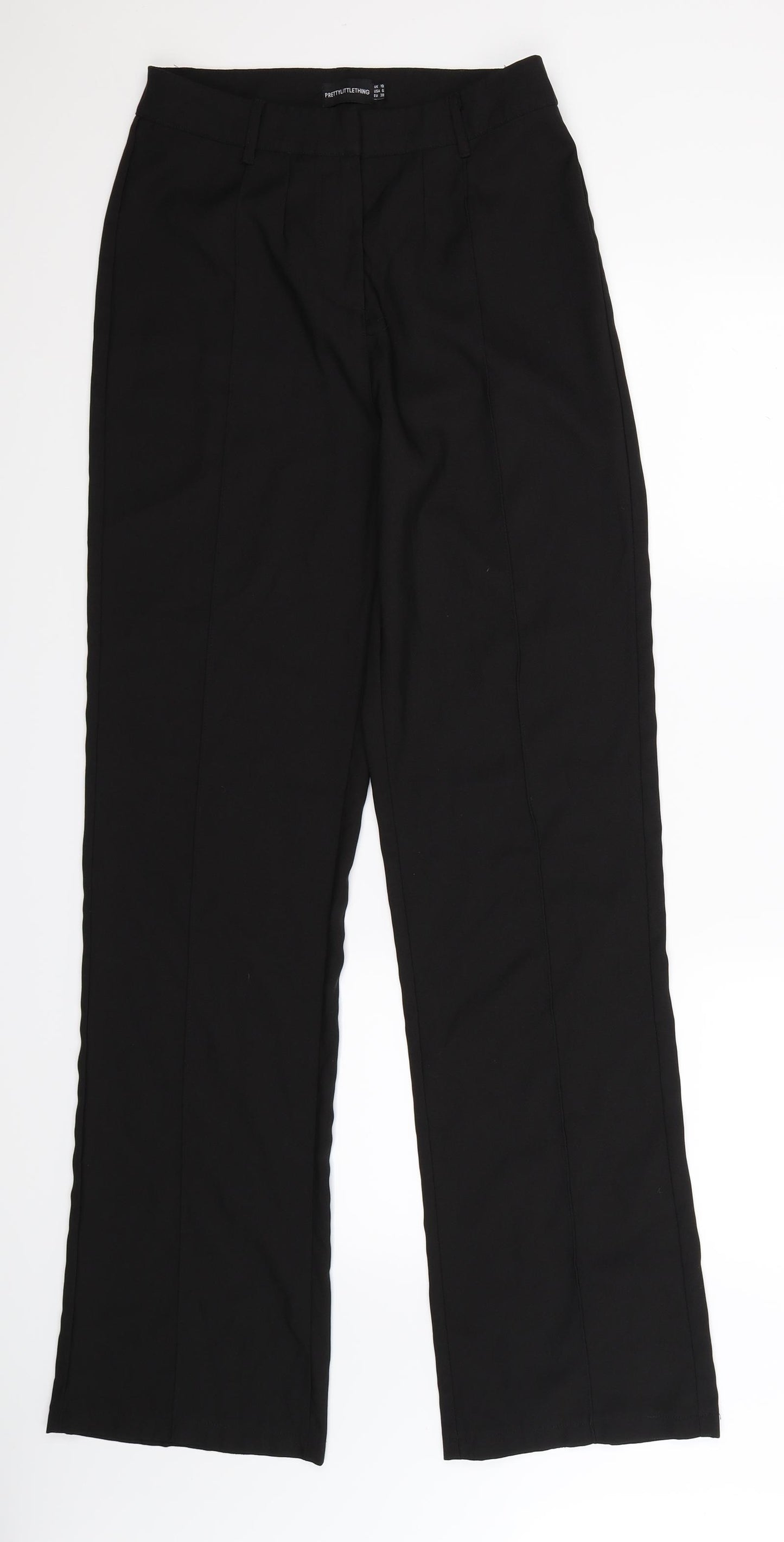 PRETTYLITTLETHING Womens Black   Trousers  Size 10 L34 in
