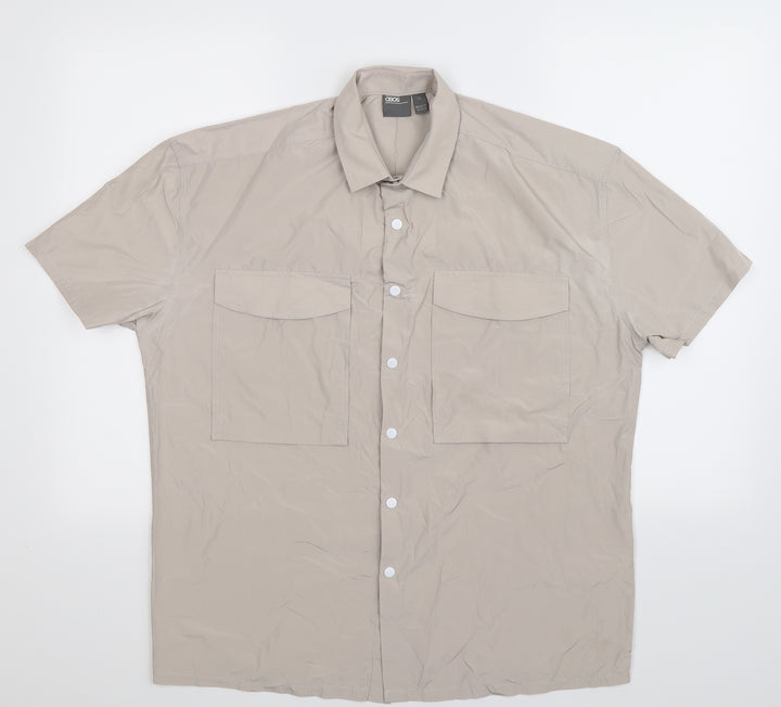 ASOS Womens Grey Basic Button-Up Size XS - Oversized