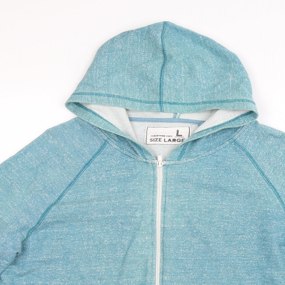 Cedar Wood State Mens Blue   Full Zip Hoodie Size L