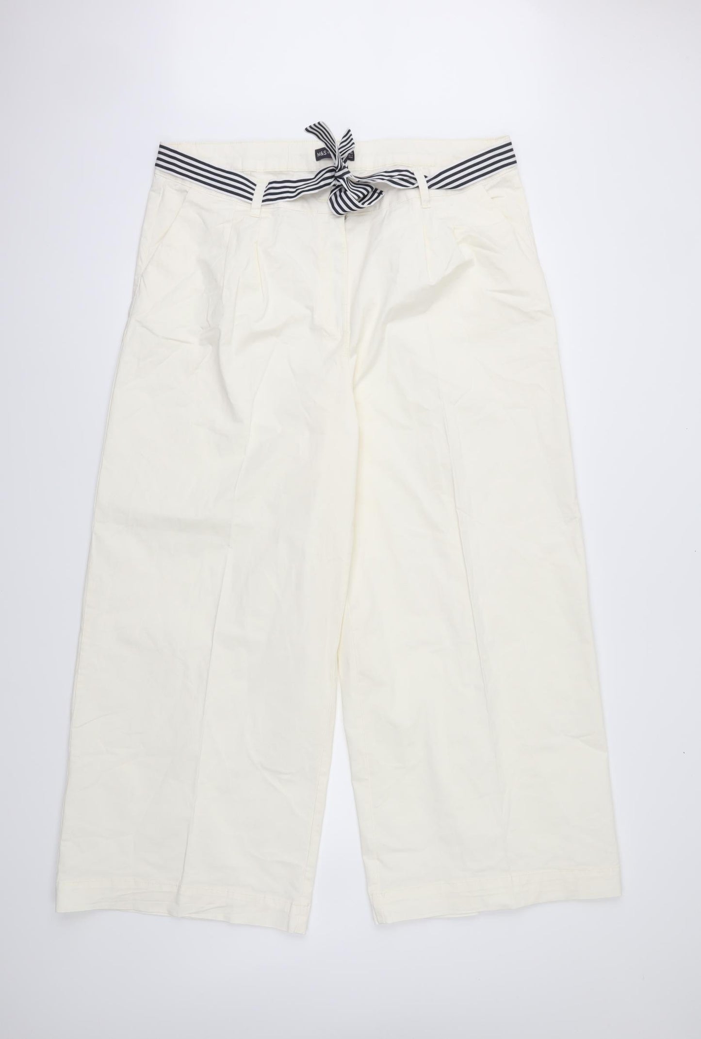 M&S Womens White   Trousers  Size 20 L27 in