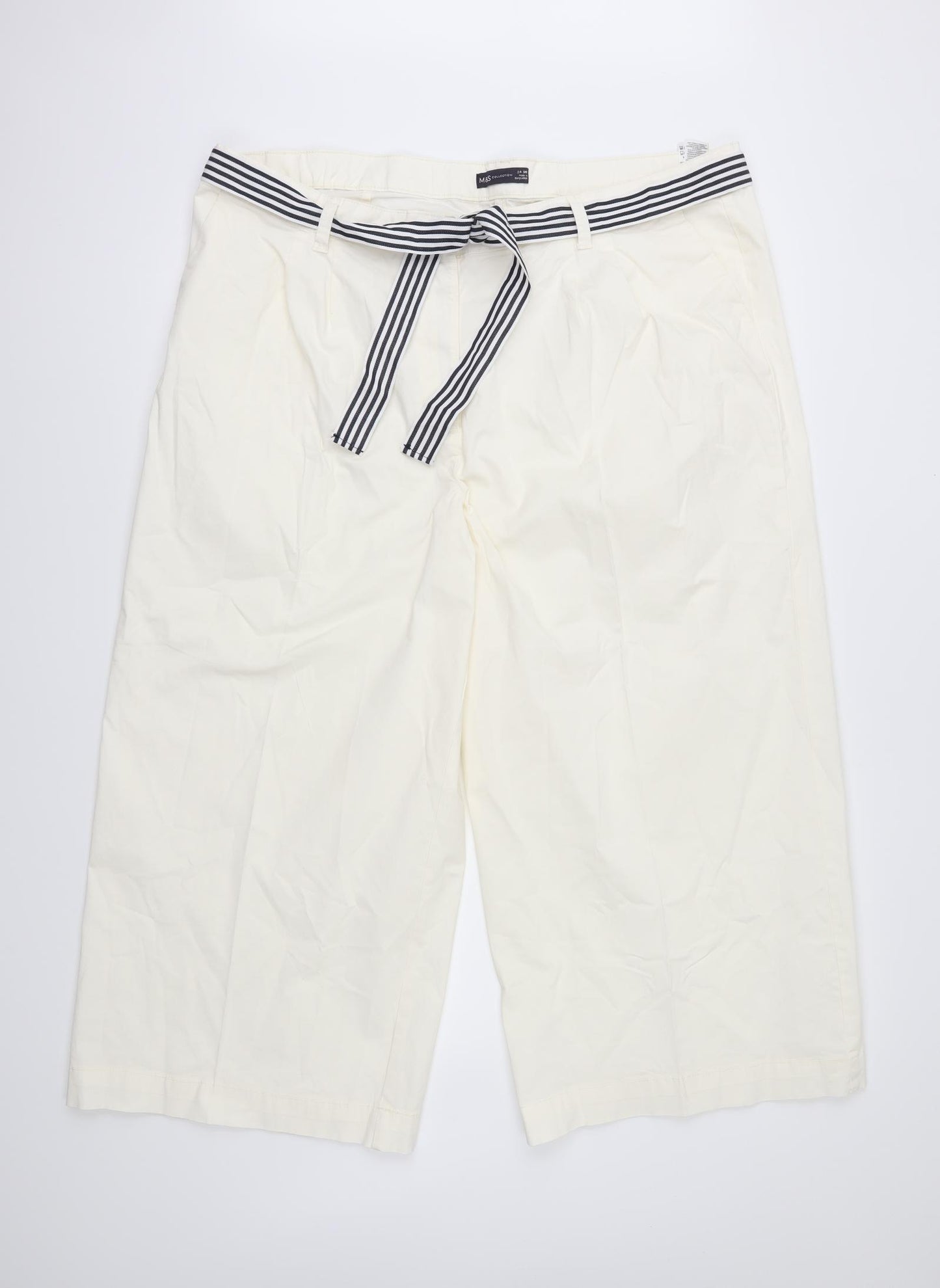 M&S Womens White   Cropped Trousers Size 24 L23 in