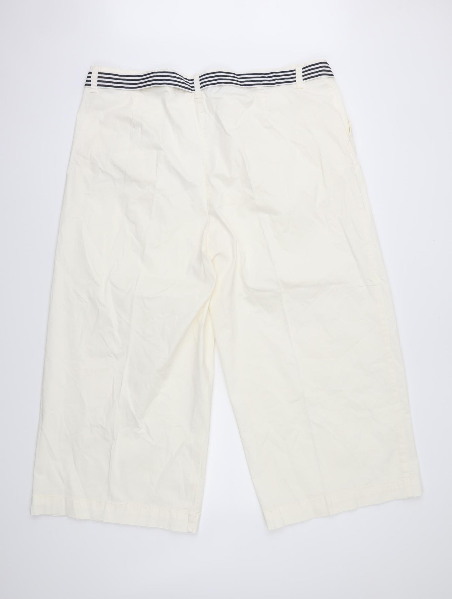 M&S Womens White   Cropped Trousers Size 24 L23 in