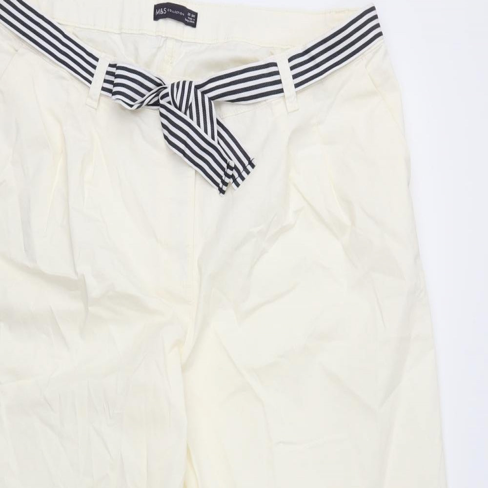 M&S Womens White   Cropped Trousers Size 20 L25 in