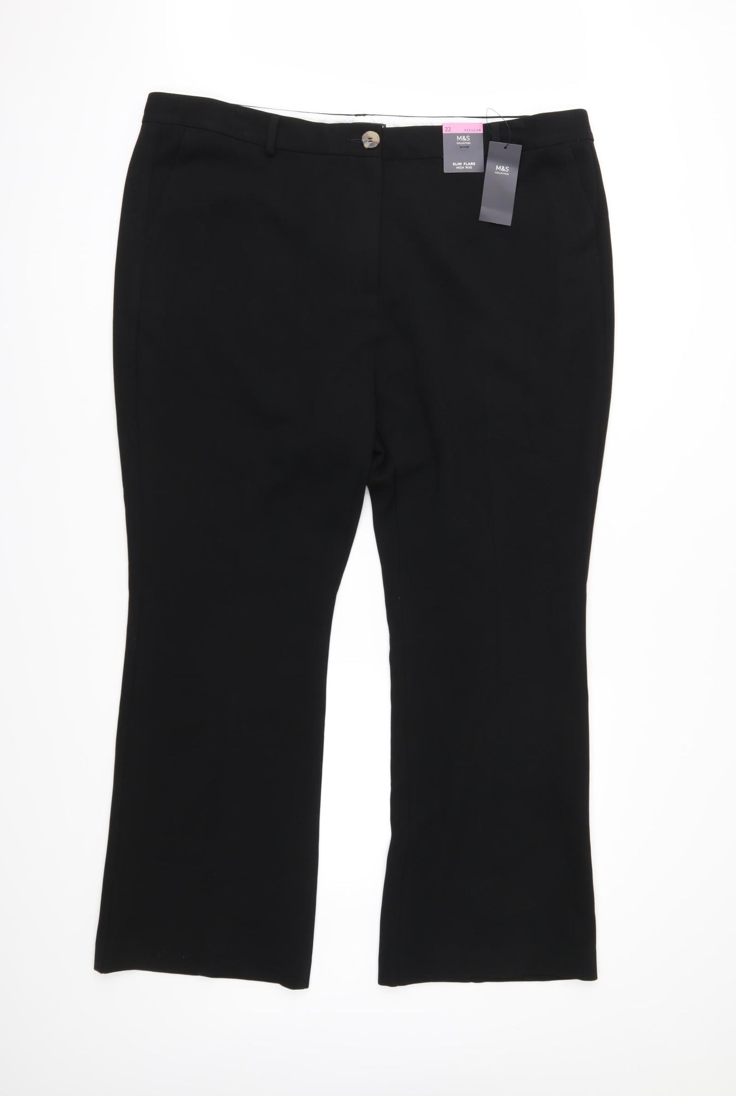 M&S Womens Black   Trousers  Size 22 L30 in