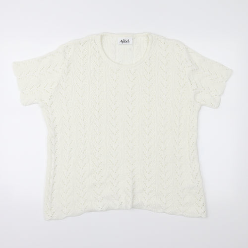 Afibel Womens White   Basic T-Shirt Size 20