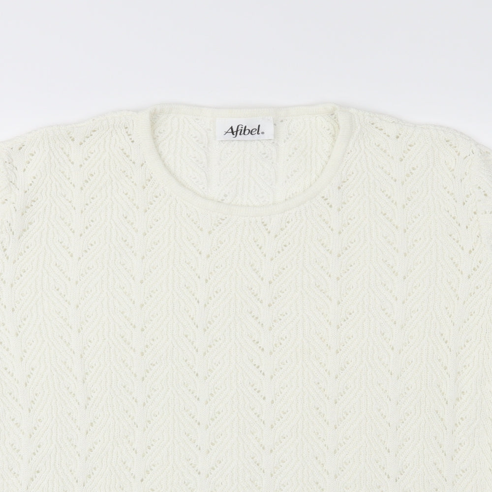 Afibel Womens White   Basic T-Shirt Size 20